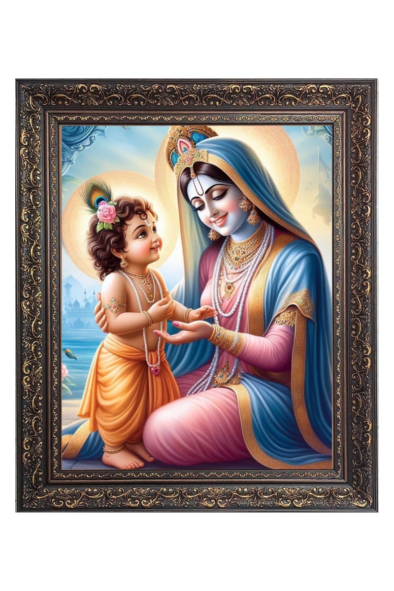 Ma Yoshada with baby Krishna Big Photo Frame - 20x24 Inches for Home & Office Decoration