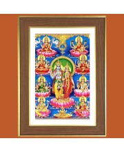 Lord Vishnu Ashta Lakshmi Photo Frame - 10x14 Inches, Brown Wooden Frame for Home, Office & Temple decoration