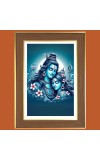 Lord shiva and Parvathi Photo Frame - 12x16 Inches, Brown Wooden Frame for Home, Office & Temple Decoration