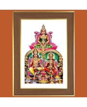 Lakshmi with Ganesh Saraswati and kuber Photo Frame - 10x14 Inches, Brown Wooden Frame for Home, Office & Temple decoration