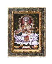 Maa Saraswati Digital Print Photo 14.7x16.7 inches (I6056) - Vibrant Religious Wall Art for Home or Office Decor.
