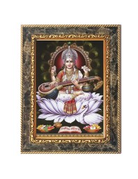 Maa Saraswati Digital Print Photo 14.7x16.7 inches (I6056) - Vibrant Religious Wall Art for Home or Office Decor.