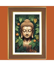 Blissful Buddha Photo Frame - 10x14 Inches, Brown Wooden Frame for Home, Office & Temple Decoration
