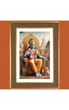 Lord Sri Krishna Photo Frame - 10x14 Inches, Brown Wooden Frame for Home, Office & Temple Decoration