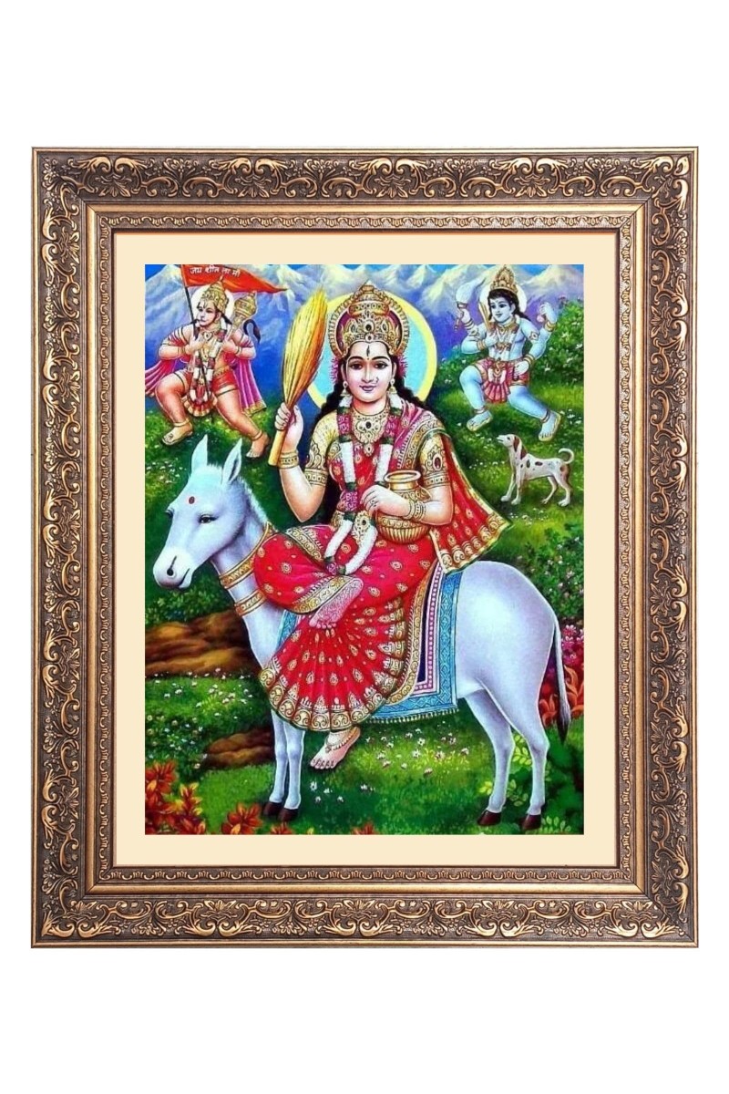 Maa Shitala Debi Big Photo Frame - 20x24 Inches for Home & Office Decoration