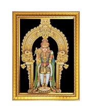 Lord Murugan Photo Frame - 10x14 Inches, Brown Wooden Frame for Home, Office & Temple Decoration