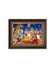 Sri Narayan and Laxmi Mata Digital Print Photo 6.7x8.7 inches - Vibrant Religious Wall Art for Home, Office and Temple Decor.