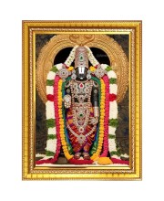 God sri venkateshwara swamy Photo Frame - 10x14 Inches, Brown Wooden Frame for Home, Office & Temple Decoration