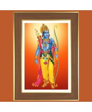 Lord Rama Photo Frame - 12x16 Inches, Brown Wooden Frame for Home, Office & Temple Decoration