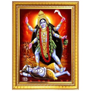 Goddess Kali Photo Frame - 10x14 Inches, Brown Wooden Frame for Home, Office & Temple Decoration Goddess Kali Photo Frame - 10x14 Inches, Brown Wooden Frame for Home, Office & Temple Decoration