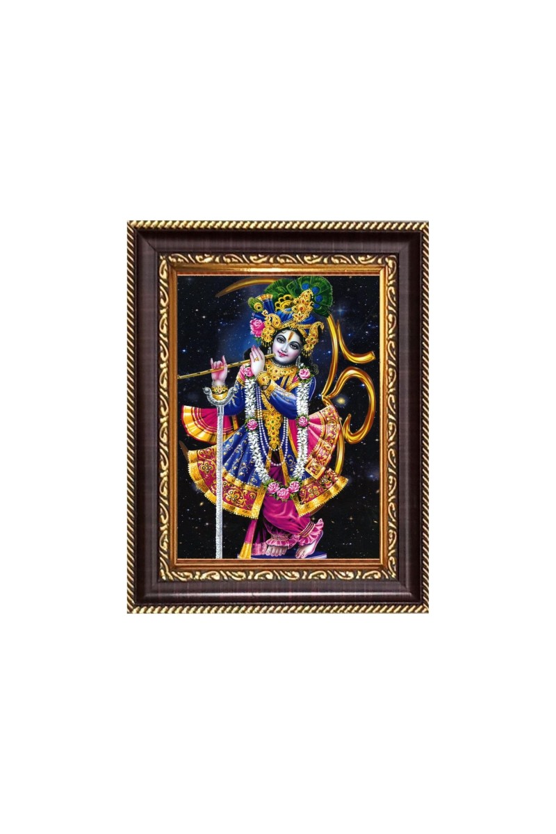 Sri Krishna Digital Print Photo 6.7x8.7 inches - Vibrant Religious Wall Art for Home or Office Decor.