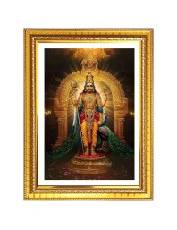 Lord Murugan Photo Frame - 14x18 Inches, Brown Wooden Frame for Home, Office & Temple Decoration