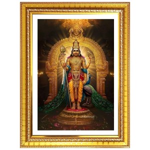 Lord Murugan Photo Frame - 14x18 Inches, Brown Wooden Frame for Home, Office & Temple Decoration Lord Murugan Photo Frame - 14x18 Inches, Brown Wooden Frame for Home, Office & Temple Decoration