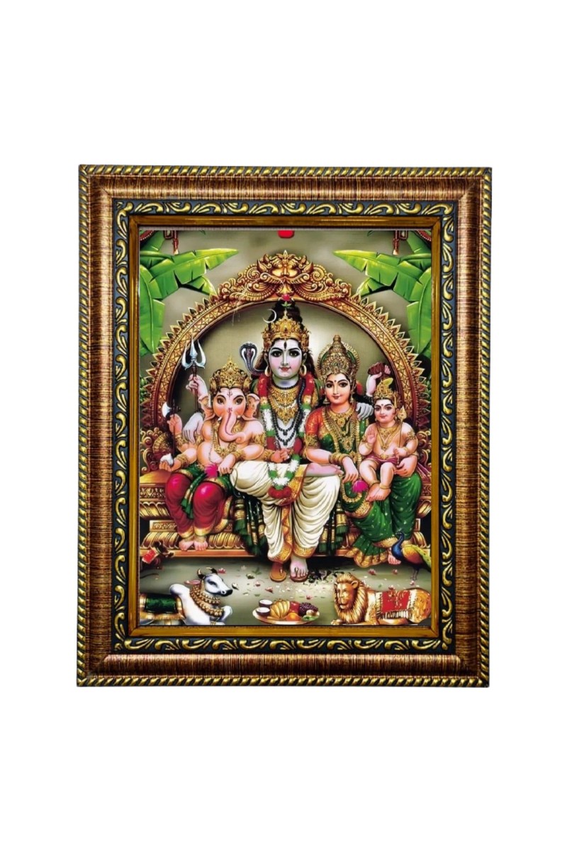 Hitech Sales Shiva,Durga, Kratick & Ganesh Photo Frame/Golden Frame/Laminated Photo/Front Glass/Size 10 x 8 Inch