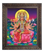 Gayatri Mata Big Photo Frame - 16x20 Inches for Home & Office Decoration
