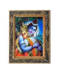 Lord Shiva and Hanuman Digital Print Photo 12.7x14.7 inches (I6062) - Vibrant Religious Wall Art for Home or Office Decor.