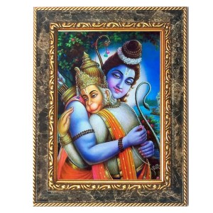 Lord Shiva and Hanuman Digital Print Photo 14.7x16.7 inches (I6062) - Vibrant Religious Wall Art for Home or Office Decor.