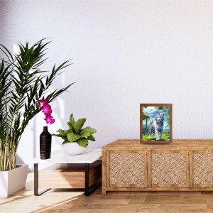 AI Funny White Tiger Art Picture for Kids - 18x22 inches, Brown Color - Perfect Wall Decor for Children's Room