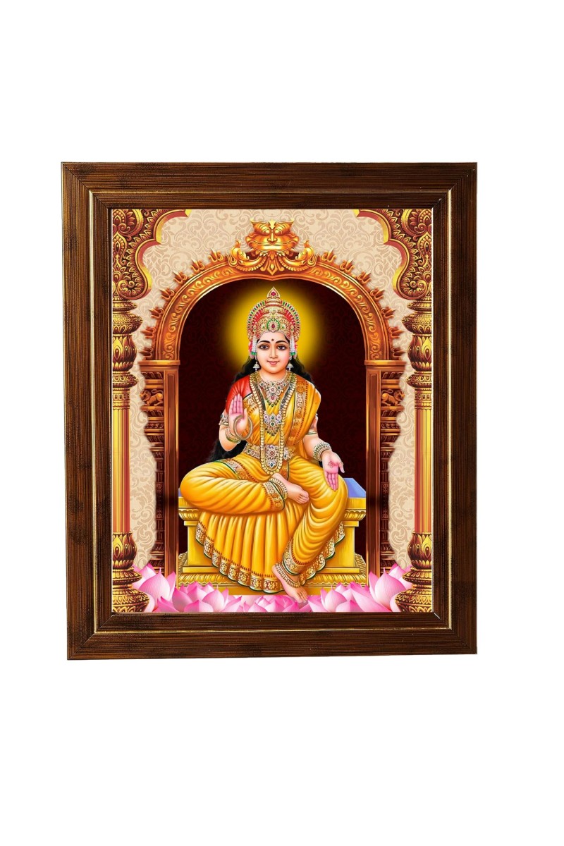 Hitech Sales Mata Annapurna Devi Photo Frame for Pooja Room, Temple Decor, Home Decoration and Gift (Wall and Tabletop, Rectangular, Printed Photo, 12 x 14 inches Frame, Brown)