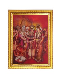 Lord Venkateshwara Photo Frame - 10x14 Inches, Brown Wooden Frame for Home, Office & Temple Decoration
