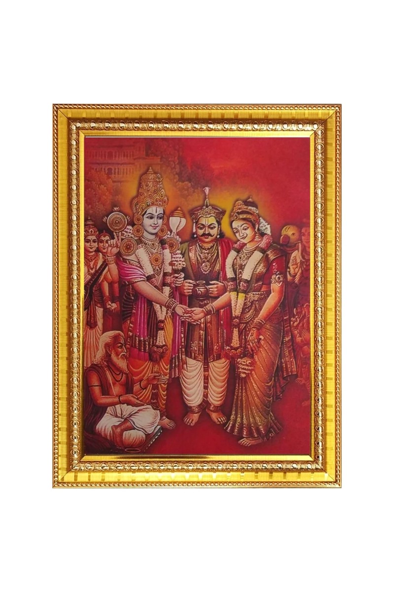 Lord Venkateshwara Photo Frame - 12x16 Inches, Brown Wooden Frame for Home, Office & Temple Decoration