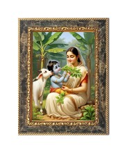 Krishna Yashoda Digital Print Photo 10.7x12.7 inches (I6028) - Vibrant Religious Wall Art for Home or Office Decor.