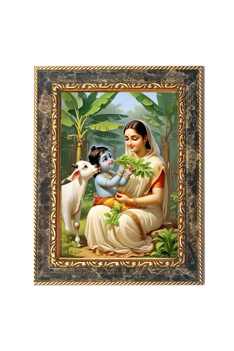 Krishna Yashoda Digital Print Photo 10.7x12.7 inches (I6028) - Vibrant Religious Wall Art for Home or Office Decor.