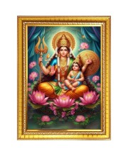 Santanaa Lakshmi Photo Frame - 10x14 Inches, Brown Wooden Frame for Home, Office & Temple Decoration