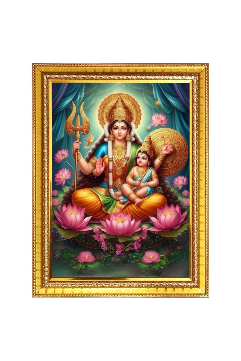 Santanaa Lakshmi Photo Frame - 12x16 Inches, Brown Wooden Frame for Home, Office & Temple Decoration