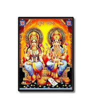 Lakshmi & Ganesh Laminated Photo - 11x13 Inches, Divine Blessings for Home & Office and Temple Decoration