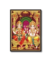 Lakshmi & Ganesh Laminated Photo - 5x7 Inches, Divine Blessings for Home & Office and Temple Decoration