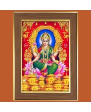 Dhana Lakshmi Photo Frame - 14x18 Inches, Brown Wooden Frame for Home, Office & Temple Decoration