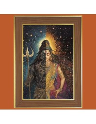 Lord Shiva Photo Frame - 10x14 Inches, Brown Wooden Frame for Home, Office & Temple Decoration