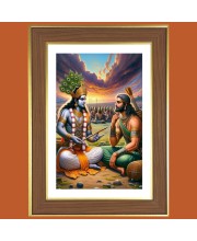 Lord krishna teachings Photo Frame - 10x14 Inches, Brown Wooden Frame for Home, Office & Temple Decoration
