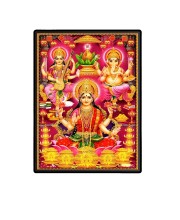 Lakshmi Saraswati & Ganesh Laminated Photo - 5x7 Inches, Divine Blessings for Home & Office and Temple Decoration