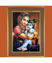 Yashoda krishna Photo Frame - 10x14 Inches, Brown Wooden Frame for Home, Office & Temple Decoration