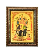Hitech Sales Lord Sri Biswakarma Vishwakarma gold plated photo with Light Weighted Waterproof Glass Cover 9X7 Wooden Frames for Table, Temple Wall, Mandir, Gym, and Outdoor Spaces, Home Decor