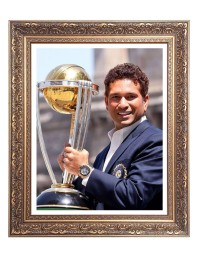Sri Sachin Tendulkar with World cup Big Photo Frame - 18x22 Inches for Home & Office Decoration
