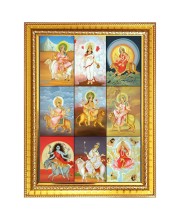 Navrathri devi matha Photo Frame - 10x14 Inches, Brown Wooden Frame for Home, Office & Temple Decoration