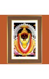 Kalighat Maa Kali Photo Frame - 10x14 Inches, Brown Wooden Frame for Home, Office & Temple Decoration