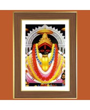 Kalighat Maa Kali Photo Frame - 10x14 Inches, Brown Wooden Frame for Home, Office & Temple Decoration