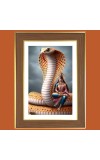 Naga Devatha Photo Frame - 12x16 Inches, Brown Wooden Frame for Home, Office & Temple Decoration