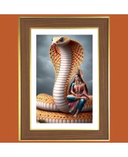 Naga Devatha Photo Frame - 10x14 Inches, Brown Wooden Frame for Home, Office & Temple Decoration