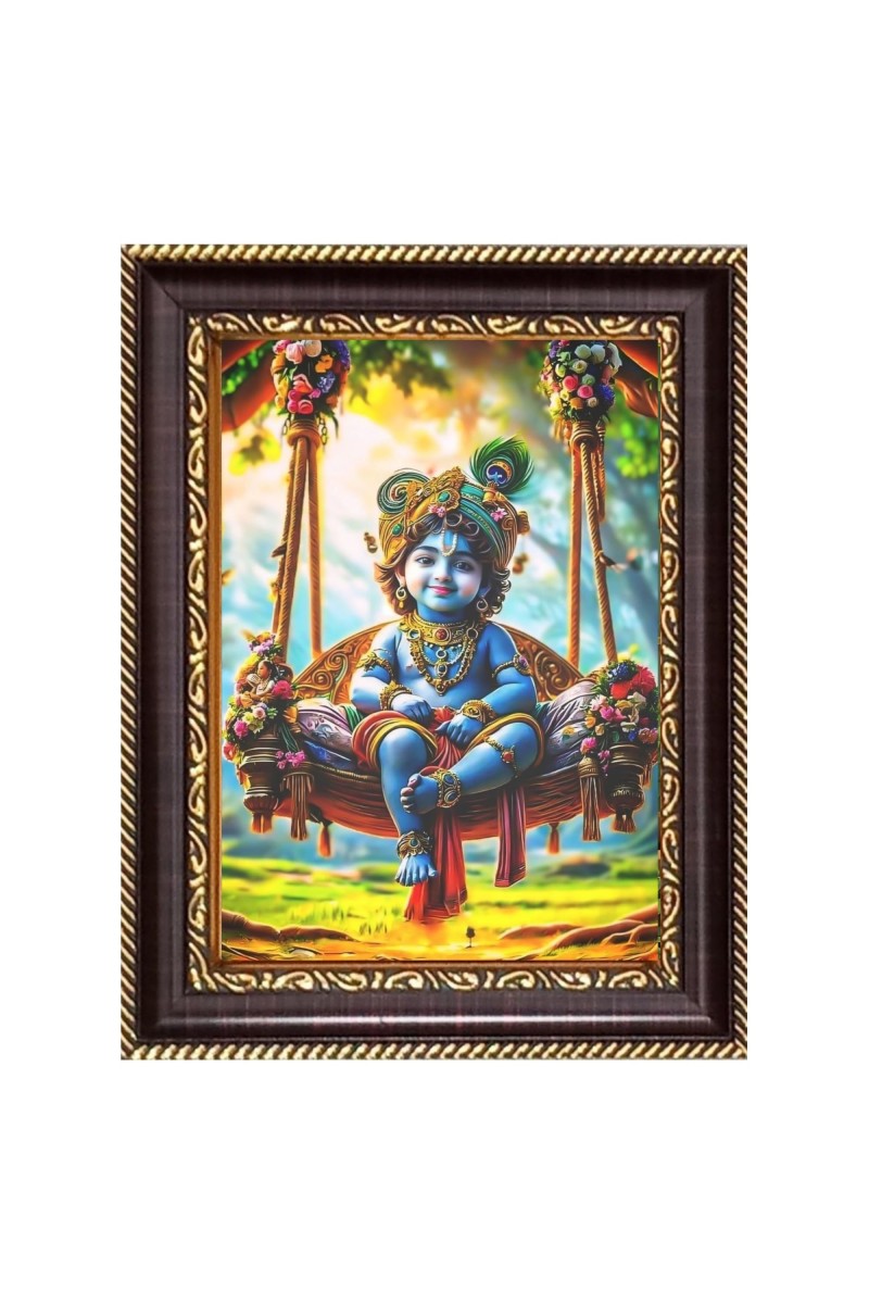 Little krishna Digital Print Photo 6.7x8.7 inches - Vibrant Religious Wall Art for Home or Office Decor.