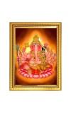 Maha ganapathi Photo Frame - 10x14 Inches, Brown Wooden Frame for Home, Office & Temple Decoration