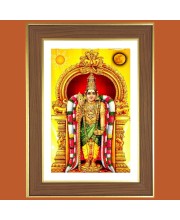 Lord Murugan Photo Frame - 10x14 Inches, Brown Wooden Frame for Home, Office & Temple decoration