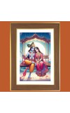 Radha and krishna Photo Frame - 12x16 Inches, Brown Wooden Frame for Home, Office & Temple Decoration