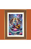 Lord Vishnu Photo Frame - 10x14 Inches, Brown Wooden Frame for Home, Office & Temple Decoration