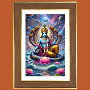 Lord Vishnu Photo Frame - 14x18 Inches, Brown Wooden Frame for Home, Office & Temple Decoration Lord Vishnu Photo Frame - 14x18 Inches, Brown Wooden Frame for Home, Office & Temple Decoration