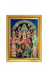 Maa Mahishasura mardhini Photo Frame - 12x16 Inches, Brown Wooden Frame for Home, Office & Temple Decoration